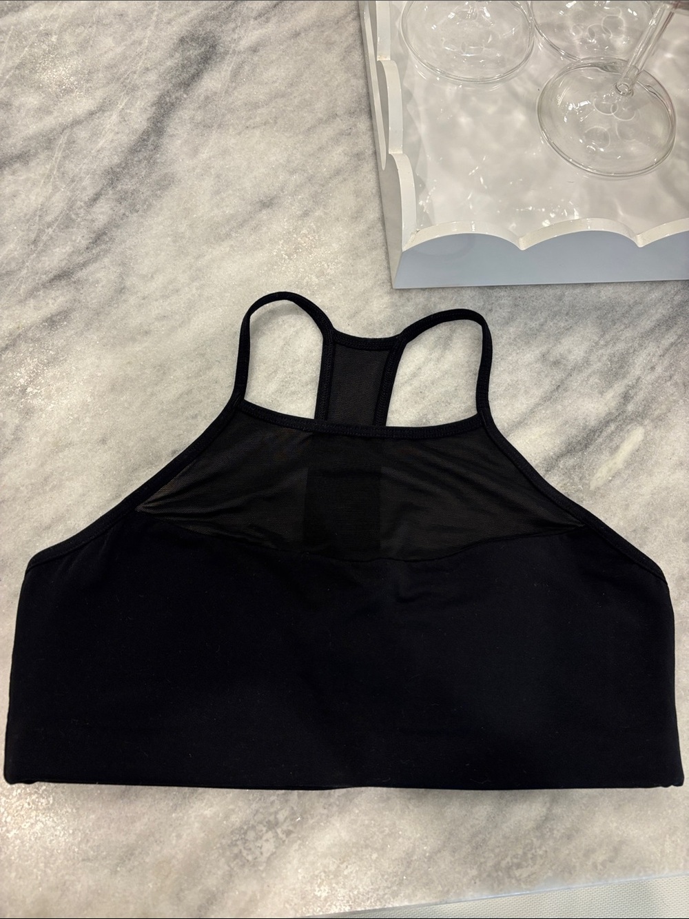High-Neck Black Mesh Sports Bralette - Women Intimates